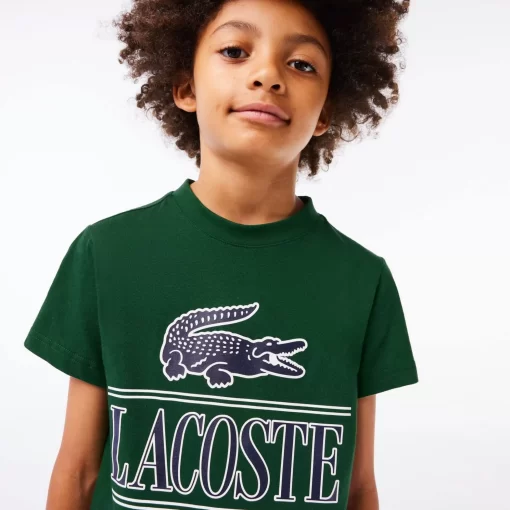 Lacoste Boy Clothing-Logo Print Cotton Jersey T-Shirt