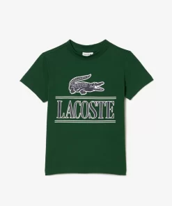 Lacoste Boy Clothing-Logo Print Cotton Jersey T-Shirt