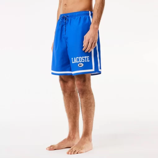 Lacoste Swimwear-Long Print Swim Trunks