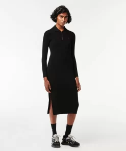 Lacoste Dresses & Skirts-Long, Seamless Knit Ribbed Polo Dress