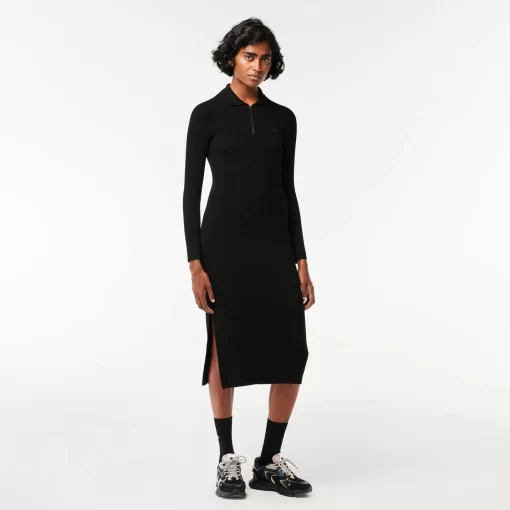 Lacoste Dresses & Skirts-Long, Seamless Knit Ribbed Polo Dress