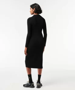 Lacoste Dresses & Skirts-Long, Seamless Knit Ribbed Polo Dress