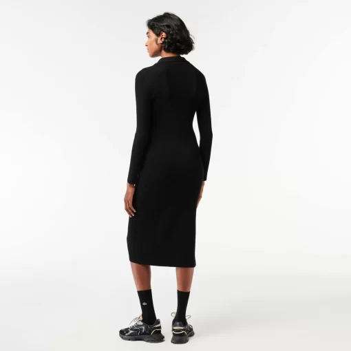 Lacoste Dresses & Skirts-Long, Seamless Knit Ribbed Polo Dress