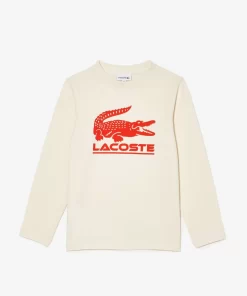 Lacoste Boy Clothing-Long Sleeve Contrast Print T-Shirt