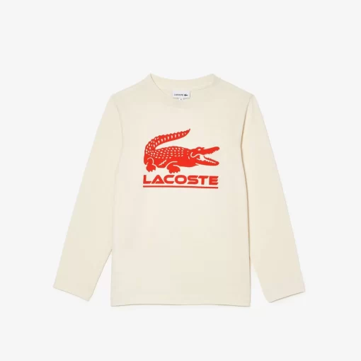 Lacoste Boy Clothing-Long Sleeve Contrast Print T-Shirt