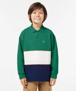 Lacoste Boy Clothing-Long Sleeve Cotton Pique Colourblock Polo Shirt