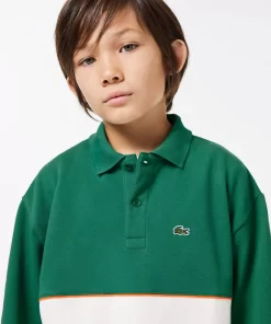 Lacoste Boy Clothing-Long Sleeve Cotton Pique Colourblock Polo Shirt