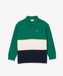 Lacoste Boy Clothing-Long Sleeve Cotton Pique Colourblock Polo Shirt