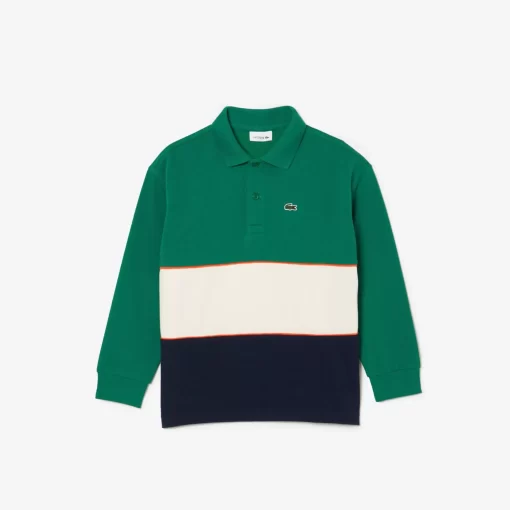 Lacoste Boy Clothing-Long Sleeve Cotton Pique Colourblock Polo Shirt