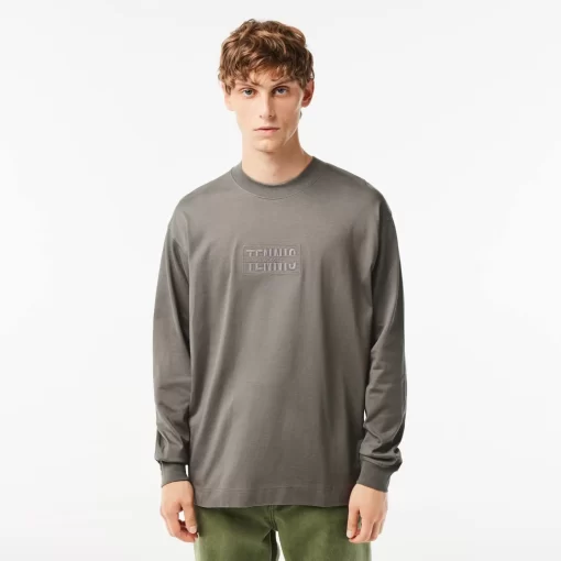 Lacoste T-Shirts-Long Sleeve Loose Fit Cotton T-Shirt