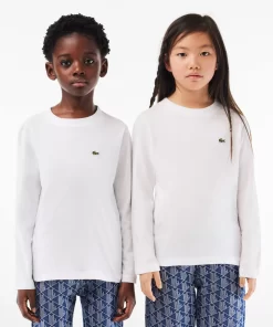 Lacoste Girl Clothing-Long Sleeved Cotton Jersey T-Shirt