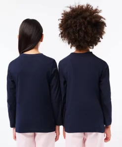 Lacoste Girl Clothing-Long Sleeved Cotton Jersey T-Shirt