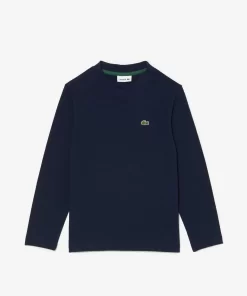 Lacoste Girl Clothing-Long Sleeved Cotton Jersey T-Shirt