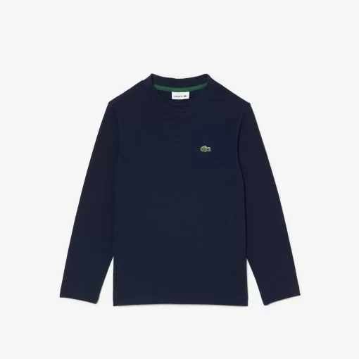 Lacoste Girl Clothing-Long Sleeved Cotton Jersey T-Shirt