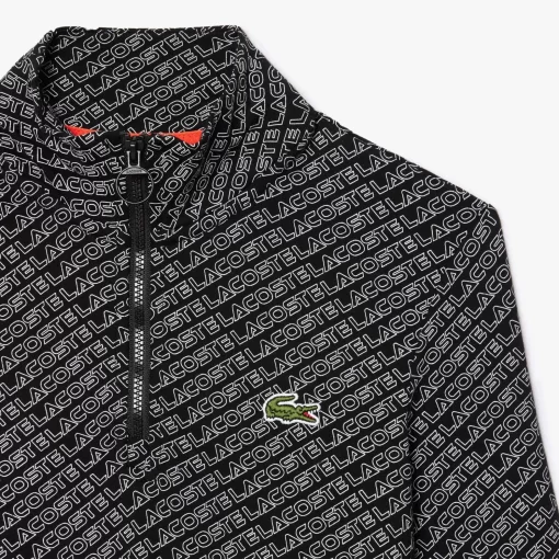 Lacoste Polo Shirts-Long Sleeved Logo Print Zip Neck Polo Shirt