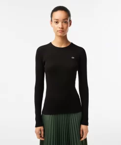 Lacoste T-Shirts-Long Sleeved Ribbed Cotton T-Shirt