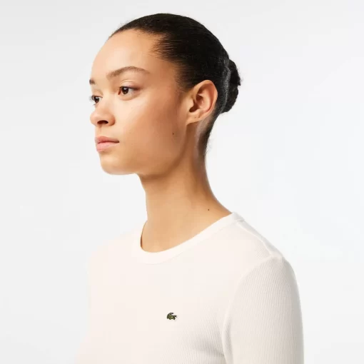 Lacoste T-Shirts-Long Sleeved Ribbed Cotton T-Shirt