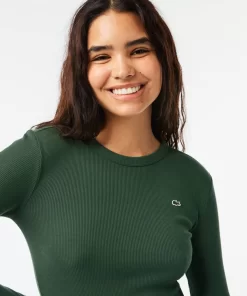 Lacoste T-Shirts-Long Sleeved Ribbed Cotton T-Shirt