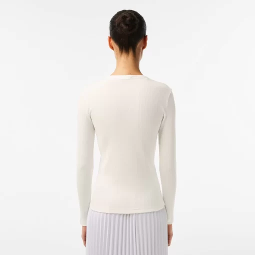 Lacoste T-Shirts-Long Sleeved Ribbed Cotton T-Shirt