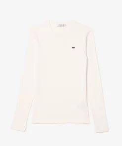 Lacoste T-Shirts-Long Sleeved Ribbed Cotton T-Shirt