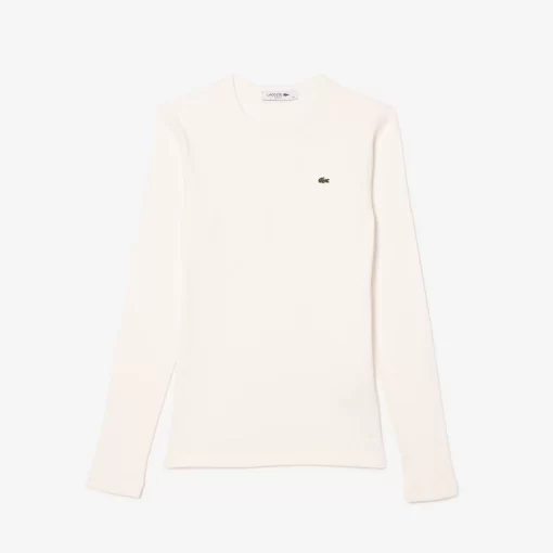 Lacoste T-Shirts-Long Sleeved Ribbed Cotton T-Shirt