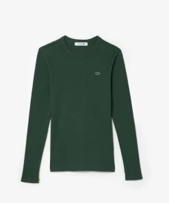 Lacoste T-Shirts-Long Sleeved Ribbed Cotton T-Shirt