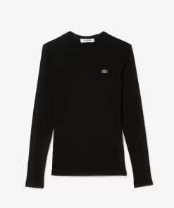 Lacoste T-Shirts-Long Sleeved Ribbed Cotton T-Shirt