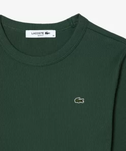 Lacoste T-Shirts-Long Sleeved Ribbed Cotton T-Shirt