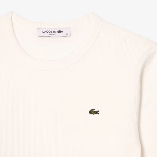 Lacoste T-Shirts-Long Sleeved Ribbed Cotton T-Shirt