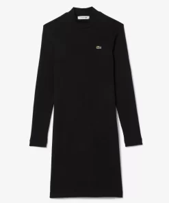 Lacoste Dresses & Skirts-Long Sleeved Slim Fit Ribbed Cotton Dress