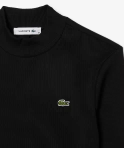 Lacoste Dresses & Skirts-Long Sleeved Slim Fit Ribbed Cotton Dress