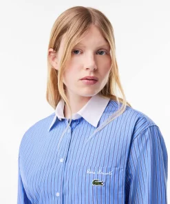 Lacoste Dresses & Skirts-Long Sleeved Striped Cotton Poplin Dress