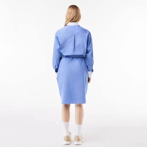 Lacoste Dresses & Skirts-Long Sleeved Striped Cotton Poplin Dress