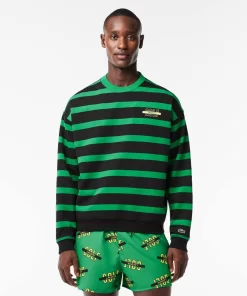 Lacoste Sweatshirts-Loose Fit 3D Print Striped Sweatshirt