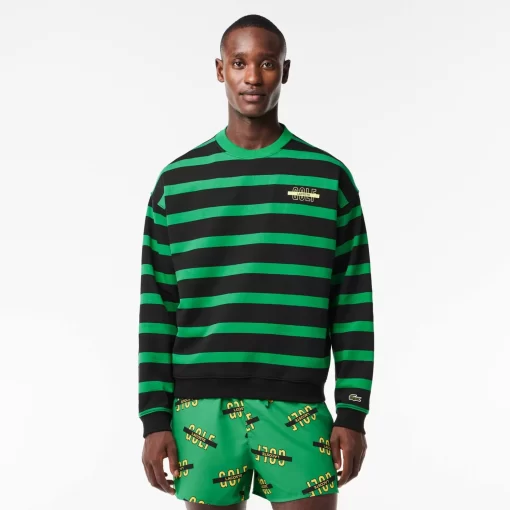 Lacoste Sweatshirts-Loose Fit 3D Print Striped Sweatshirt