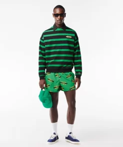 Lacoste Sweatshirts-Loose Fit 3D Print Striped Sweatshirt