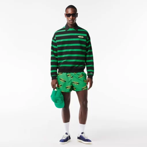 Lacoste Sweatshirts-Loose Fit 3D Print Striped Sweatshirt