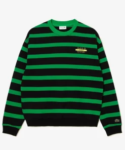 Lacoste Sweatshirts-Loose Fit 3D Print Striped Sweatshirt