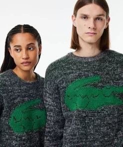 Lacoste Knitwear-Loose Fit Contrast Croc Wool Sweater