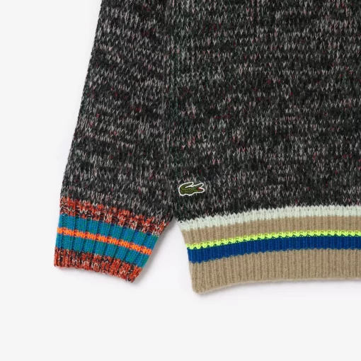 Lacoste Knitwear-Loose Fit Contrast Croc Wool Sweater