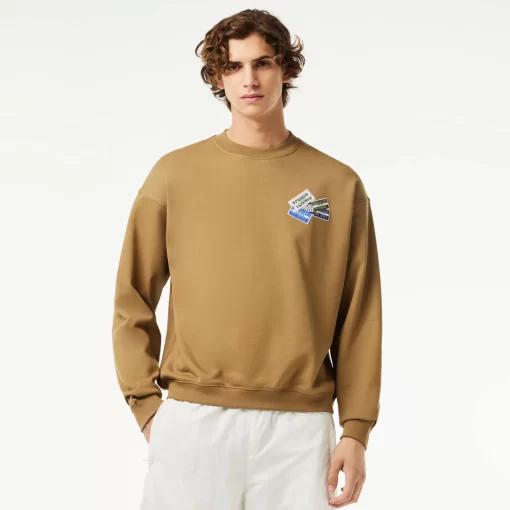 Lacoste Sweatshirts-Loose Fit Cotton Badge Detail Jogger Sweatshirt