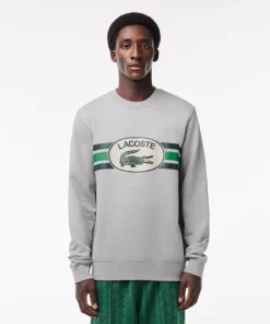 Lacoste Sweatshirts-Loose Fit Monogram Print Fleece Sweatshirt