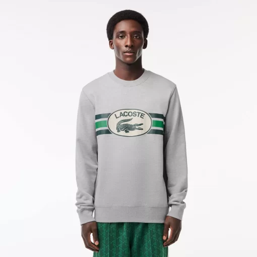 Lacoste Sweatshirts-Loose Fit Monogram Print Fleece Sweatshirt