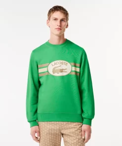 Lacoste Sweatshirts-Loose Fit Monogram Print Fleece Sweatshirt