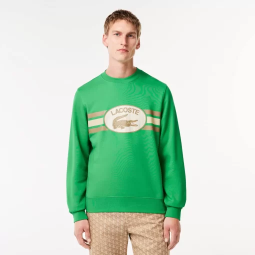 Lacoste Sweatshirts-Loose Fit Monogram Print Fleece Sweatshirt