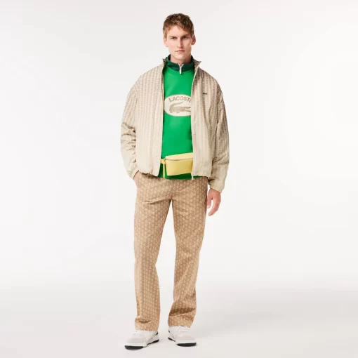 Lacoste Sweatshirts-Loose Fit Monogram Print Fleece Sweatshirt