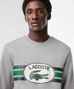 Lacoste Sweatshirts-Loose Fit Monogram Print Fleece Sweatshirt