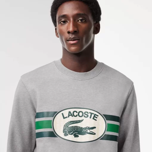 Lacoste Sweatshirts-Loose Fit Monogram Print Fleece Sweatshirt