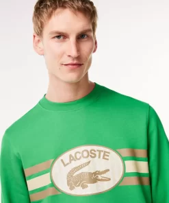 Lacoste Sweatshirts-Loose Fit Monogram Print Fleece Sweatshirt