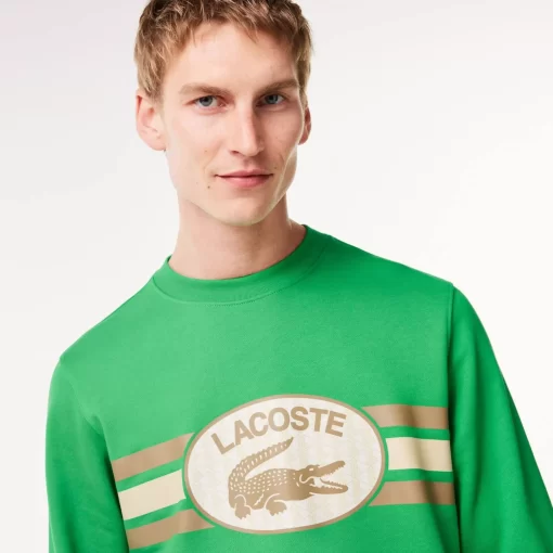 Lacoste Sweatshirts-Loose Fit Monogram Print Fleece Sweatshirt